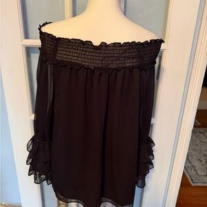 Express Black Ruffled Off-Shoulder Blouse